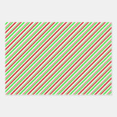Rot, Weiß, Grüne Weihnachtsmuster Streifen Geschenkpapier Set (Vorderseite)