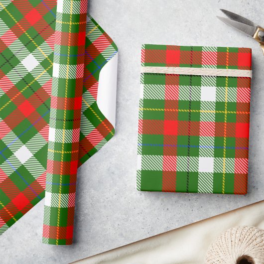 Rot-Weiß-Grünes Flanell-Karo-Design Geschenkpapier