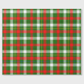Rot-Weiß-Grünes Flanell-Karo-Design Geschenkpapier (Flach)