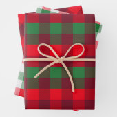 Rot, Weiß, Grünes Weihnachtsbüffel Kariertes Muste Geschenkpapier Set (Beispiel)