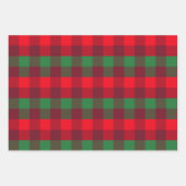Rot, Weiß, Grünes Weihnachtsbüffel Kariertes Muste Geschenkpapier Set (Vorderseite)