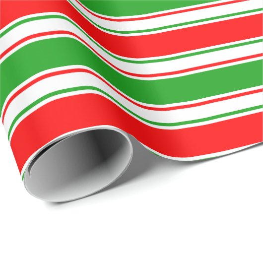 Rot, Weiß, Grünstreifen/Linse Geschenkpapier (Rolleneckpunkt)