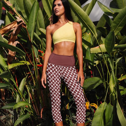 Rot & Weiß Hanabishi FloralMuster Capri Leggings