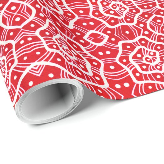 Rot-Weiß-Helixen, Schneefräsen, abstrakte Muster Geschenkpapier (Rolleneckpunkt)