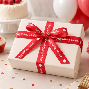 Rot Weiß Herz Alles Gute zum Geburtstag Benutzerde Satinband