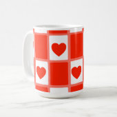 Rot-Weiß-Herzen Muster Geschenk Latte Tasse (Vorderseite Links)