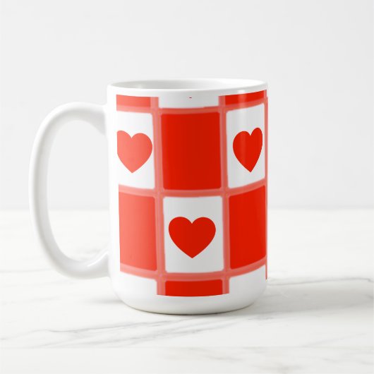Rot-Weiß-Herzen Muster Geschenk Latte Tasse (Links)