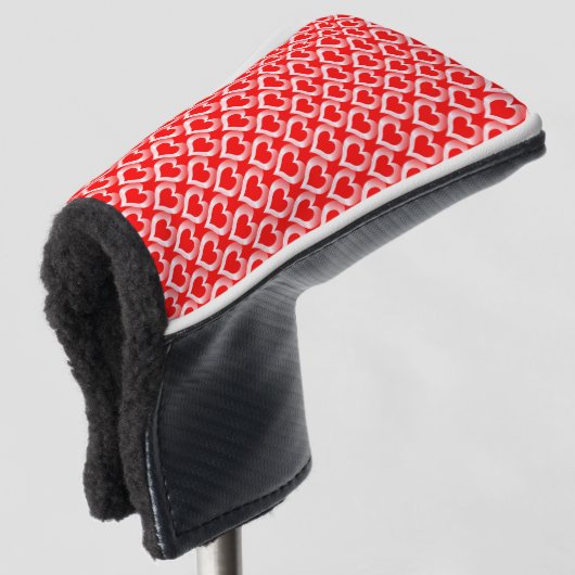 Rot-Weiß-Herzen-Muster Golf Headcover (3/4 Vorderseite)