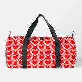 Rot-Weiß-Herzen-Muster Klein Duffle Bag (Rückseite)