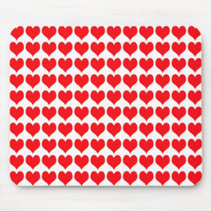 Rot Weiß Herzen Muster Mousepad