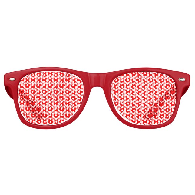 Rot Weiß Herzen Muster Partybrille (Vorderseite)