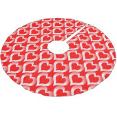 Rot-Weiß-Herzen-Muster Polyester Weihnachtsbaumdecke (Schrägansicht)
