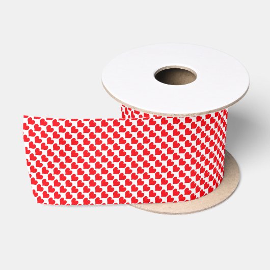 Rot-Weiß-Herzen-Muster Satinband (Spule)