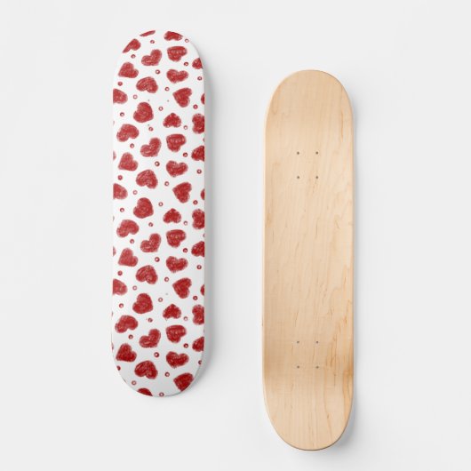 Rot-Weiß-Herzen-Muster Skateboard (Vorderseite)