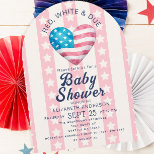 Rot Weiß & Herzlich SGirl Baby Shower Torbogen Einladung