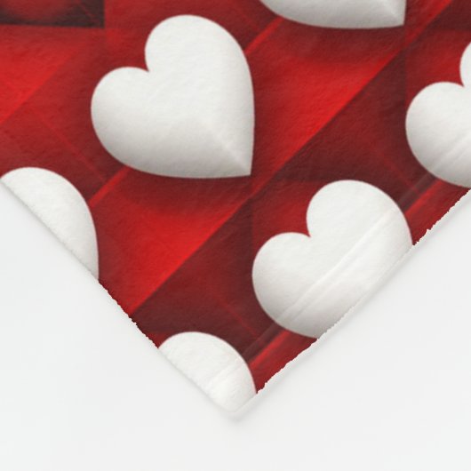 Rot-Weiß-Herzmuster Fleecedecke (Ecke)