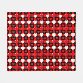 Rot-Weiß-Herzmuster Fleecedecke