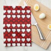 Rot-Weiß-Herzmuster Geschirrtuch (Viertel Falte)