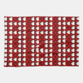 Rot-Weiß-Herzmuster Geschirrtuch (Horizontal)