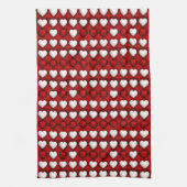 Rot-Weiß-Herzmuster Geschirrtuch (Vertikal)
