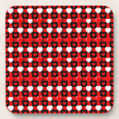Rot-Weiß-Herzmuster Getränkeuntersetzer (Vorderseite)