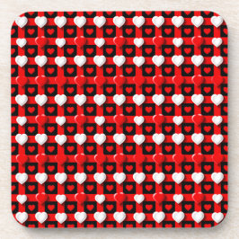 Rot-Weiß-Herzmuster Getränkeuntersetzer