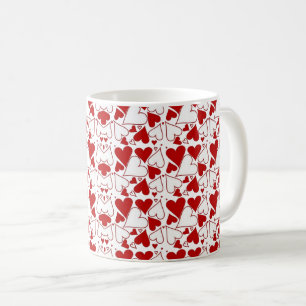 Rot-Weiß-Herzmuster Liebes-Themenschmaus Kaffeetasse