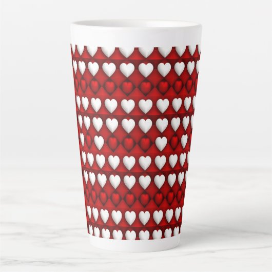 Rot-Weiß-Herzmuster Milchtasse (Vorderseite)
