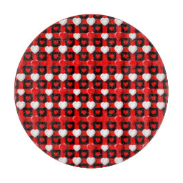 Rot-Weiß-Herzmuster Schneidebrett