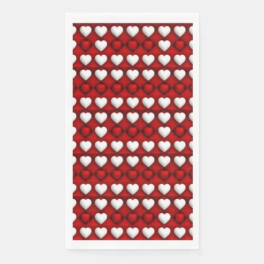 Rot-Weiß-Herzmuster Serviette (Vorderseite)