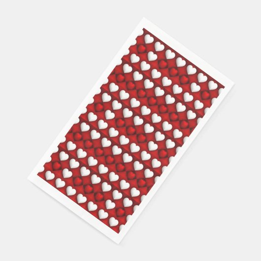Rot-Weiß-Herzmuster Serviette (Ecke)