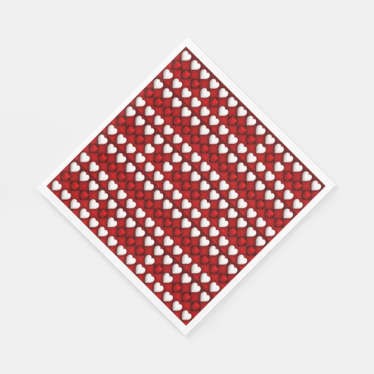 Rot-Weiß-Herzmuster Serviette (Ecke)