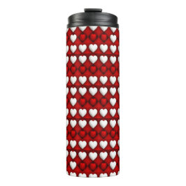 Rot-Weiß-Herzmuster Thermosbecher