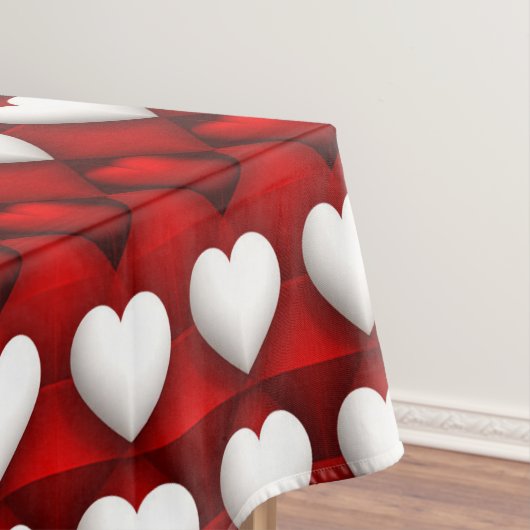 Rot-Weiß-Herzmuster Tischdecke (Beispiel)