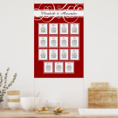 Rot-Weiß-Hochzeit 15 Tafelsitzkarten Poster (Küche)