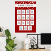 Rot-Weiß-Hochzeit 15 Tafelsitzkarten Poster (Heimbüro)