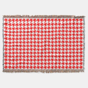 Rot-Weiß-Houndstooth-Karo Decke