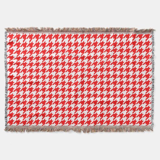 Rot-Weiß-Houndstooth-Karo Decke (Vorderseite)