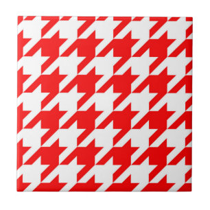 Rot-Weiß-Houndstooth-Karo Fliese