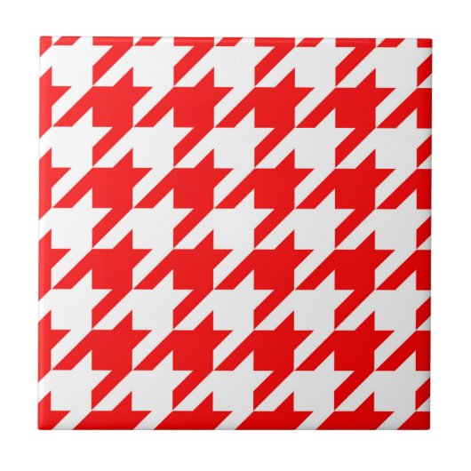 Rot-Weiß-Houndstooth-Karo Fliese (Vorderseite)