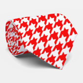 Rot-Weiß-Houndstooth-Karo Krawatte (Gerollt)