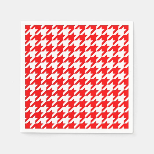 Rot-Weiß-Houndstooth-Karo Serviette (Vorderseite)