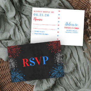 Rot Weiß & Ich heirate am 4. Juli RSV RSVP Karte