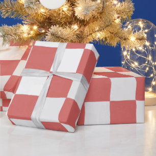 Rot-Weiß illustrierte karierte Tasse Geschenkpapier