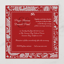 Rot-Weiß-Indianerdamast Hindu Hochzeit Einladung