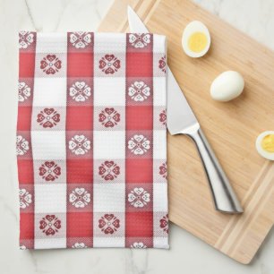 Rot-Weiß-Italienischer-Tischdecke-Druck Handtuch