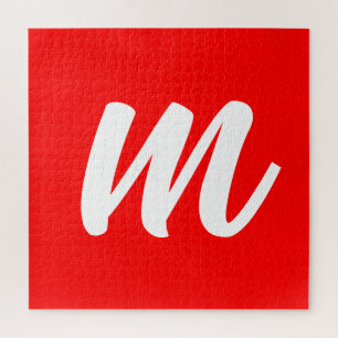 Rot-Weiß-Kalligrafie-Monogramm Anfangsbuchstabe Puzzle