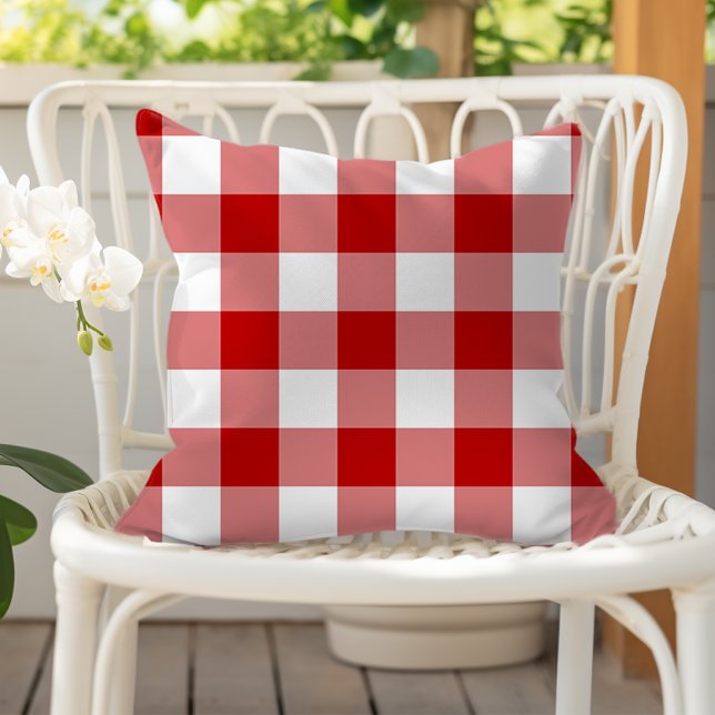 Rot-Weiß kariert Gingham-Karo-Muster Kissen (Von Creator hochgeladen)