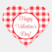 Rot-Weiß kariert Romantischer Valentinstag Herz-Aufkleber (Vorderseite)