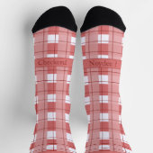 Rot-Weiß-Kariert, Text am Fuß Socken (Oben)
